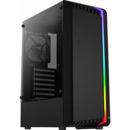 Caixa AEROCOOL BIONIC BLACK V1 ATX, TEMPERED GLASS, FRONT RGB, 1x12CM FAN