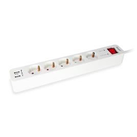 Cabo Extensão EQUIP 5-Outlet com 2 x USB 250V,16A 50/60HZ branco - 245554