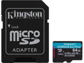 Cartão de Memória MicroSD KINGSTON Canvas Go Plus (64 GB - 170 MB/s) + Adaptador