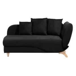 Chaise longue à direita de 2 lugares com arrumação em veludo preto MERI