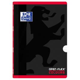 Caderno Agrafado Openflex Colours A4, 48 Folhas, Pautado, Preto/Vermelho
