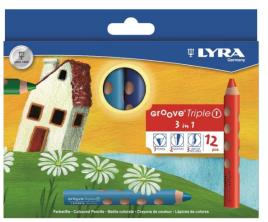 Lyra - Lápis de Cor, Groove, 3 em 1, Natural Grip, 12uni.