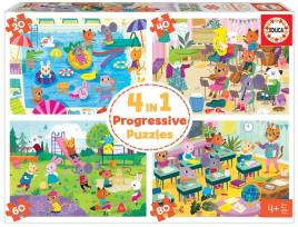 Educa - 4 In a Box Puzzles. Dia na Escola 20-40-60-80