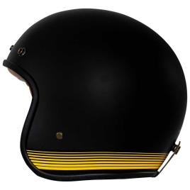 Rusty Stitches Capacete Jet Fonzie L Matt Black / Yellow