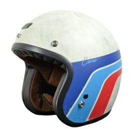 Capacete Jet Primo Classic S White Matt Vinatge / Blue / Red