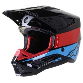 Capacete Motocross S-m5 Bond L Black / Red / Glossy Cyan