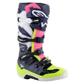 Botas Motocicleta Tech 7 EU 42 Dark Grey / Dark Blue / Pink Fluo