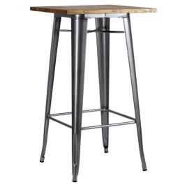 Mesa Torix Alta Madeira Natural 60 cm - Cinza metalizado
