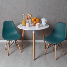 Presentes Miguel - Conjunto Mesa Tower Redonda 80 cm Branca e Pack 2 Cadeiras Tower Pro - Verde-azulado