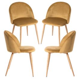 Pack 4 Cadeiras Vint Veludo - Amarelo dourado