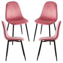 Pack 4 Cadeiras Teok Black Veludo - Rosa