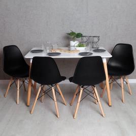 Presentes Miguel - Conjunto Mesa Tower Retangular 120 x 80 cm Branca e Pack 4 Cadeiras Tower Pro - Preto