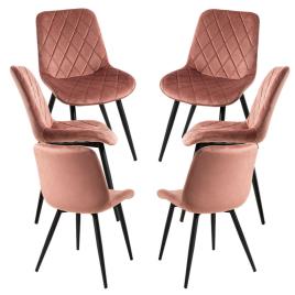 Pack 6 Cadeiras Min Veludo - Rosa