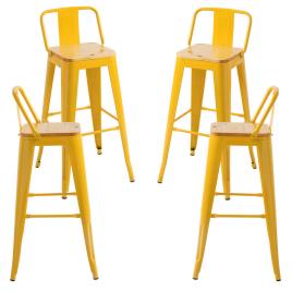 Pack 4 Bancos Torix Encosto Madeira Natural - Amarelo