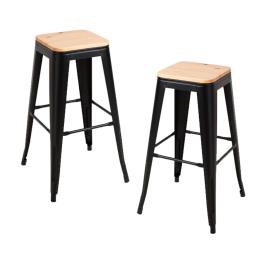 Pack 2 Bancos Torix Madeira Natural - Preto mate