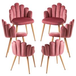 Presentes Miguel - Pack 6 Cadeiras Hand Veludo - Rosa