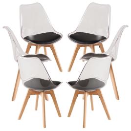 Pack 6 Cadeiras Synk Transparentes Assento - Preto
