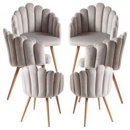 Pack 6 Poltronas Main Veludo - Cinza