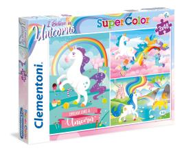 Puzzle 3x48 pçs - Unicórnios