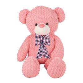 Urso Peluche Rosa c/ Laço Xadrez 100cm