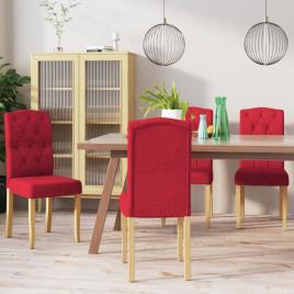 Cadeiras de jantar 4 pcs tecido vermelho tinto