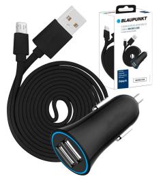 Carregador de Isqueiro BLP0207 5V/2.4A + Cabo MicroUSB (Preto) - BLAUPUNKT