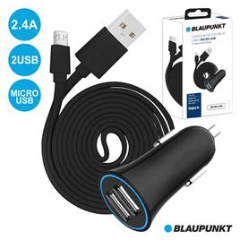 Adaptador Ficha Isqueiro 12v/24v 2usb 2.4a E Cabo Micro Usb