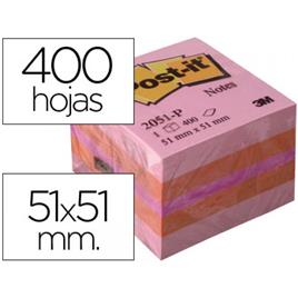 Bloco Notas Adesivo 51mmX51mm 400 Fls Mini Cubo Rosa Post-It 2051P