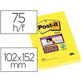 Bloco Notas Adesivo 102mmx152mm 75 Fls Amarelo Pautado Post-It 6 und
