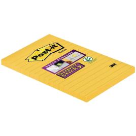 Post-it Bloco Pautadas Super Sticky 102 x 152 mm, Amarelo Ultra, Pack 6, 75 folhas
