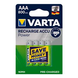 PILHA VARTA RECARREGÁVEL ACCU POWER AAA LR03 800MAH PACK 4UN