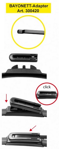 Jogo 2 Adaptadores p/ Escovas Limpa Vidros - BAYONET LOCK