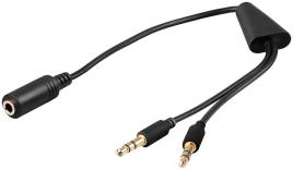 Cabo Adaptador Jack 3,5mm 4 Pinos Fêmea - 2x Jack 3,5mm Macho Stereo (40cm) - GOOBAY