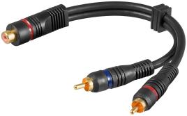 Cabo Adaptador 2 RCA Macho - 1 RCA Femea (20cm)