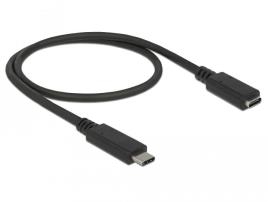 Cabo USB C Macho - USB C Fênea 50cm (Preto) - DELOCK