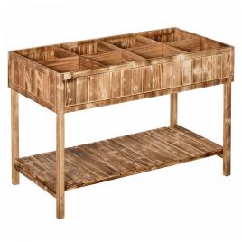 Outsunny Horta Vertical de Madeira 120x60x81cm Floreira Elevada para Cultivo de Plantas Flores com Prateleira Inferior para Jardim Terraço Exterior Madeira