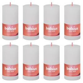 Velas rústicas cilíndricas Shine 8pcs 100x50 mm branco nublado