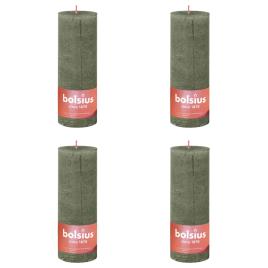 Velas rústicas cilíndricas Shine 6pcs 190x68 mm azeitona fresca