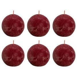 Velas rústicas redondas Shine 6 pcs 76x190mm vermelho veludo