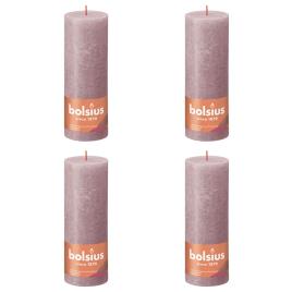 Bolsius Velas rústicas cilíndricas Shine 4pcs 190x68mm rosa cinza