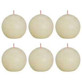 Velas rústicas redondas Shine 6 pcs 76x190 mm pérola suave