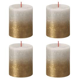 Velas rústicas cilínd. Sunset 6pcs 80x68mm cinza areia/dourado