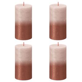 Bolsius Velas rústicas cilínd. Sunset 4pcs 130x68mm rosa nublado/âmbar