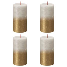 Velas rústicas cilín. Sunset 6pcs 130x68mm cinza areia/dourado