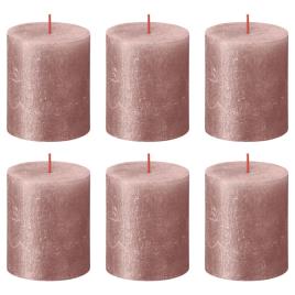Velas rústicas cilíndricas Shimmer 6 pcs 80x68 mm rosa