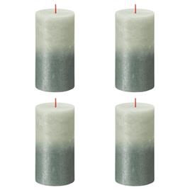 Bolsius Velas rústicas cilínd. Sunset 4pcs 130x68mm verde névoa/azul