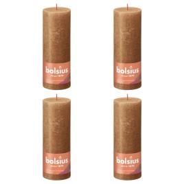 Bolsius Velas rústicas cilíndri. Shine 4pcs 190x68mm castanho moderno