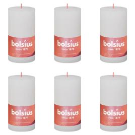 Bolsius Velas rústicas cilíndricas Shine 6pcs 130x68 mm branco nublado