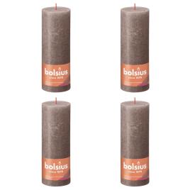 Bolsius Velas rústicas cilíndricas Shine 6pcs 190x68mm cinza-acastanh.