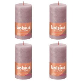 Bolsius Velas rústicas cilíndricas Shine 6 pcs 130x68 mm rosa cinza